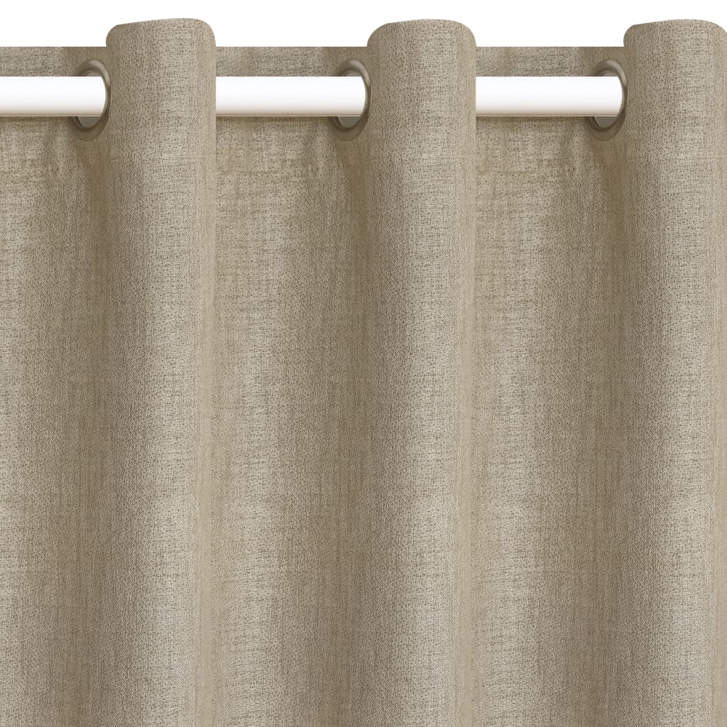 Gordijnen Linnen-Look Verduisterend 140X175 Cm Beige 2 St