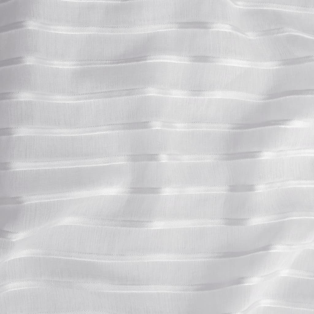 Glasgordijnen Geweven Gestreept 140X225 Cm Wit 2 St