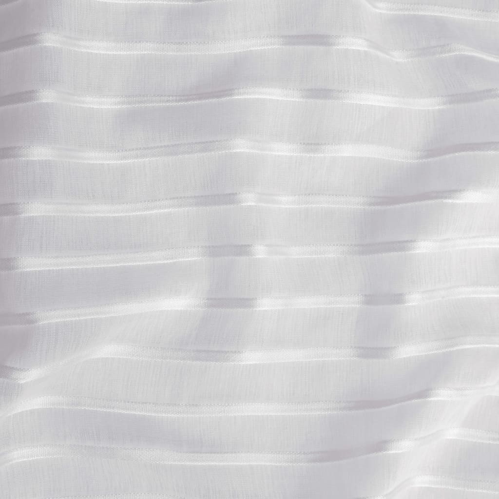 Glasgordijnen Geweven Gestreept 140X245 Cm Wit 2 St