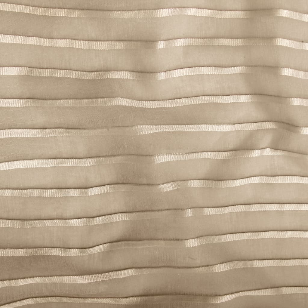 Glasgordijnen Geweven Gestreept 140X225 Cm Beige 2 St