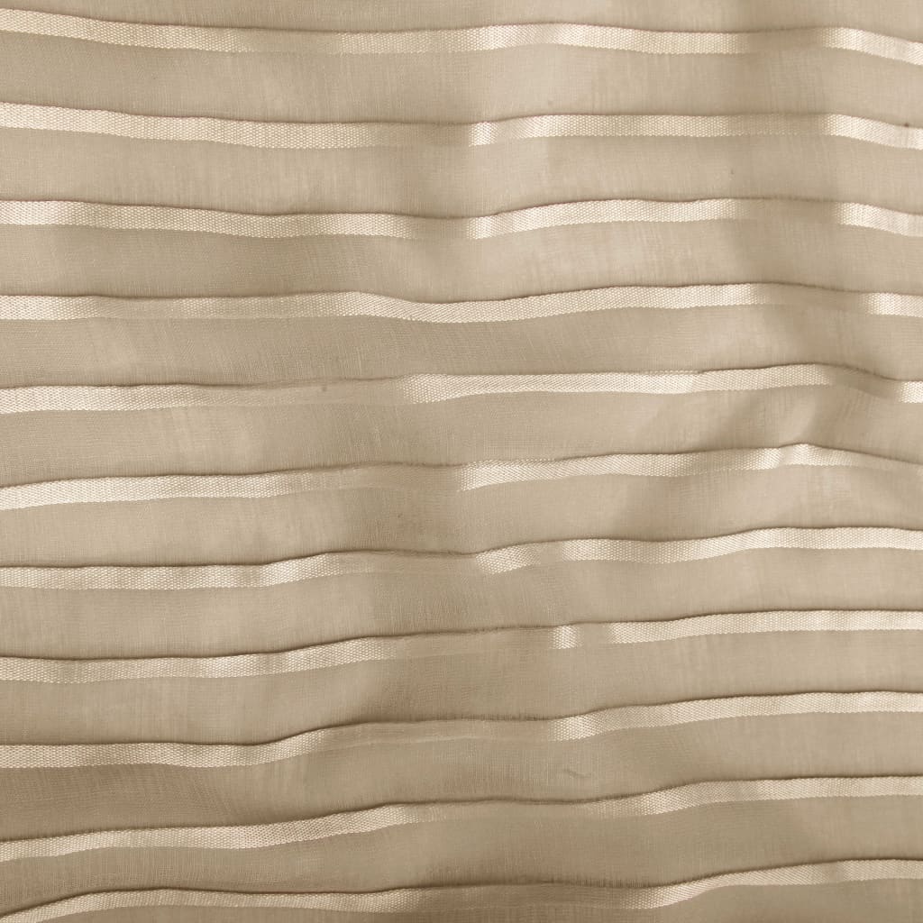 Glasgordijnen Geweven Gestreept 140X245 Cm Beige 2 St