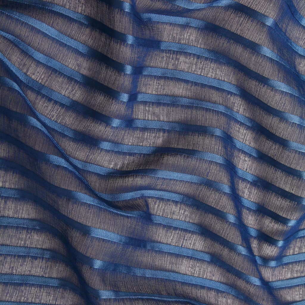 Glasgordijnen Geweven Gestreept 140X175 Cm Blauw 2 St