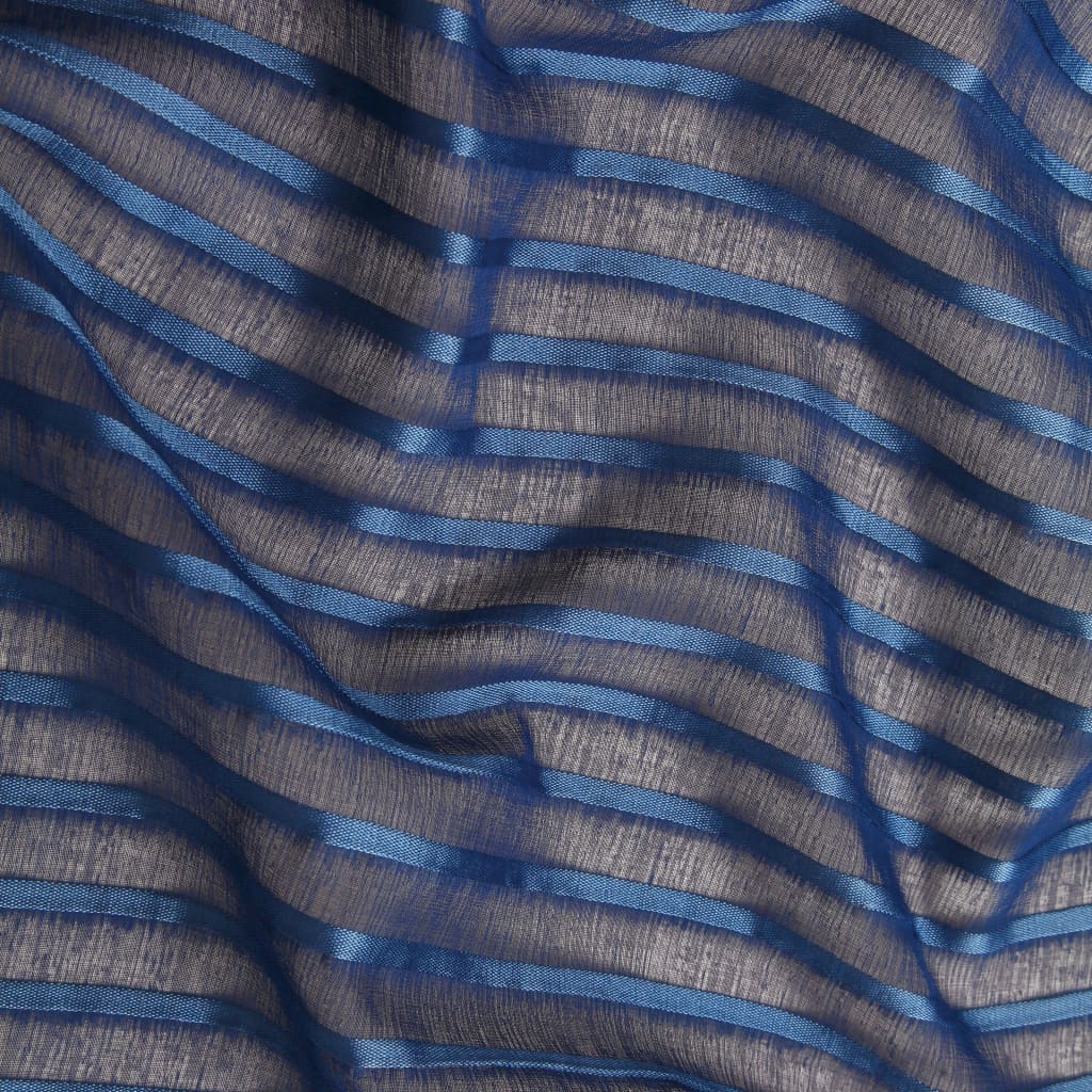 Glasgordijnen Geweven Gestreept 140X225 Cm Blauw 2 St