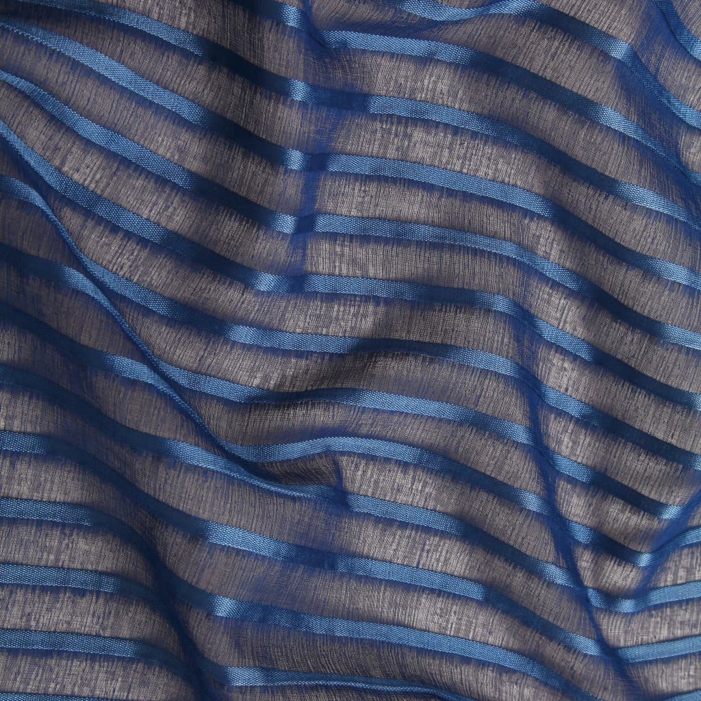 Glasgordijnen Geweven Gestreept 140X245 Cm Blauw 2 St