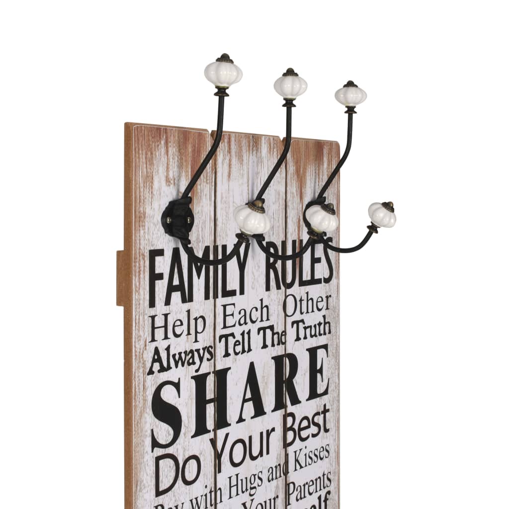 Wandkapstok Met 6 Haken Family Rules 120X40 Cm