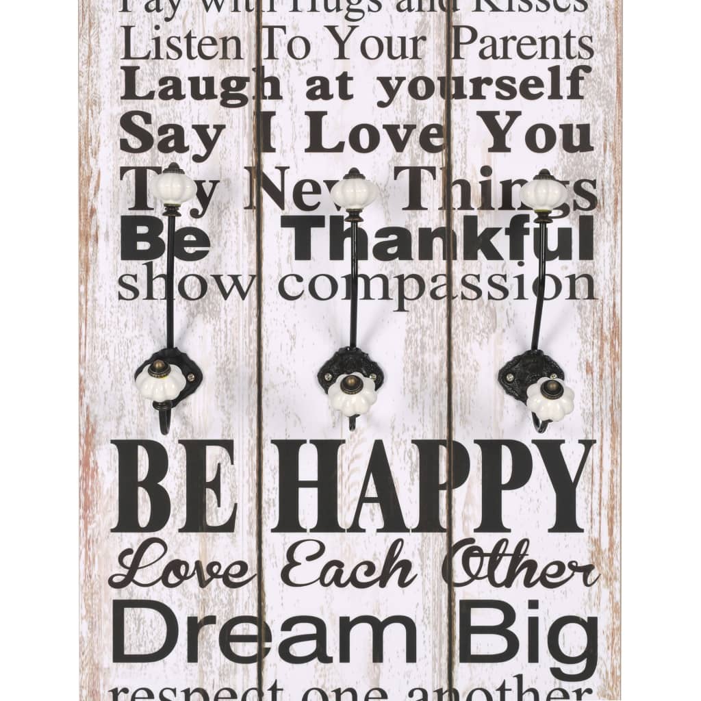 Wandkapstok Met 6 Haken Family Rules 120X40 Cm