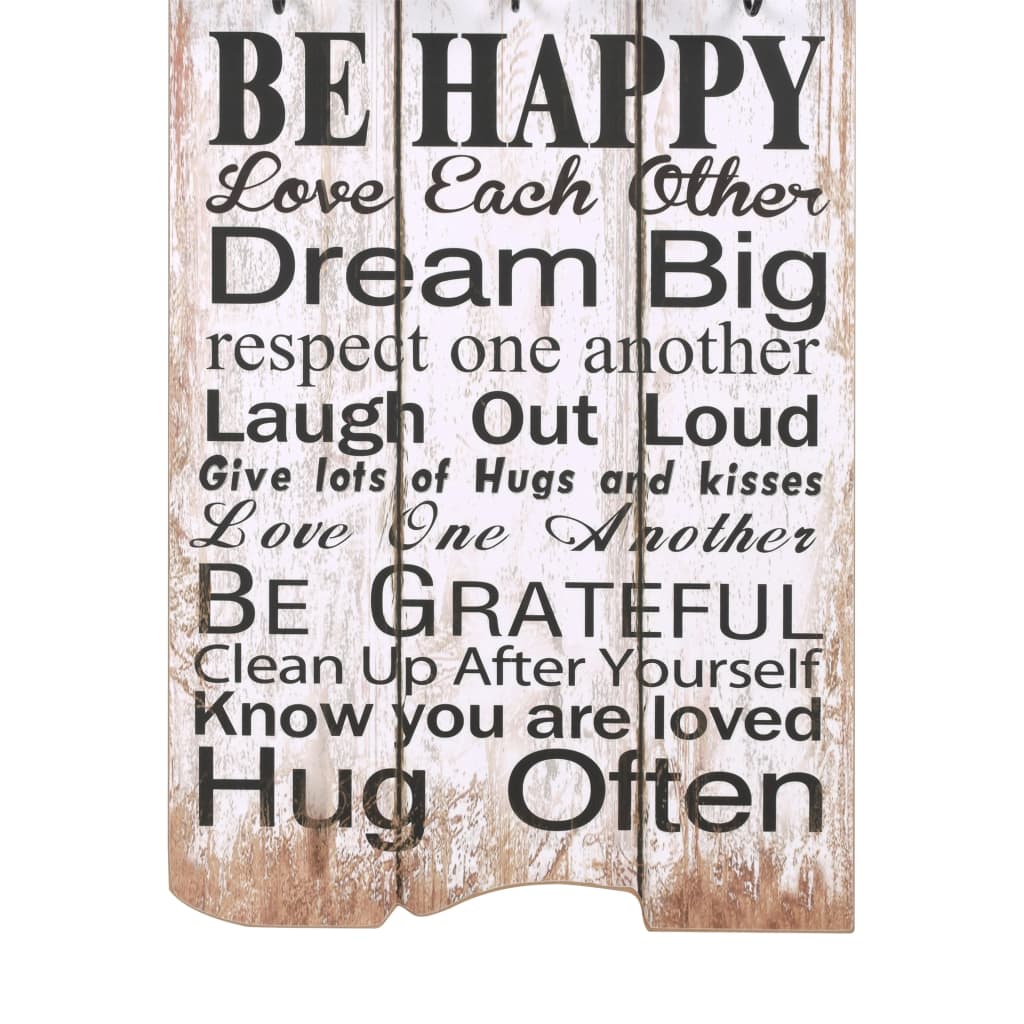 Wandkapstok Met 6 Haken Family Rules 120X40 Cm