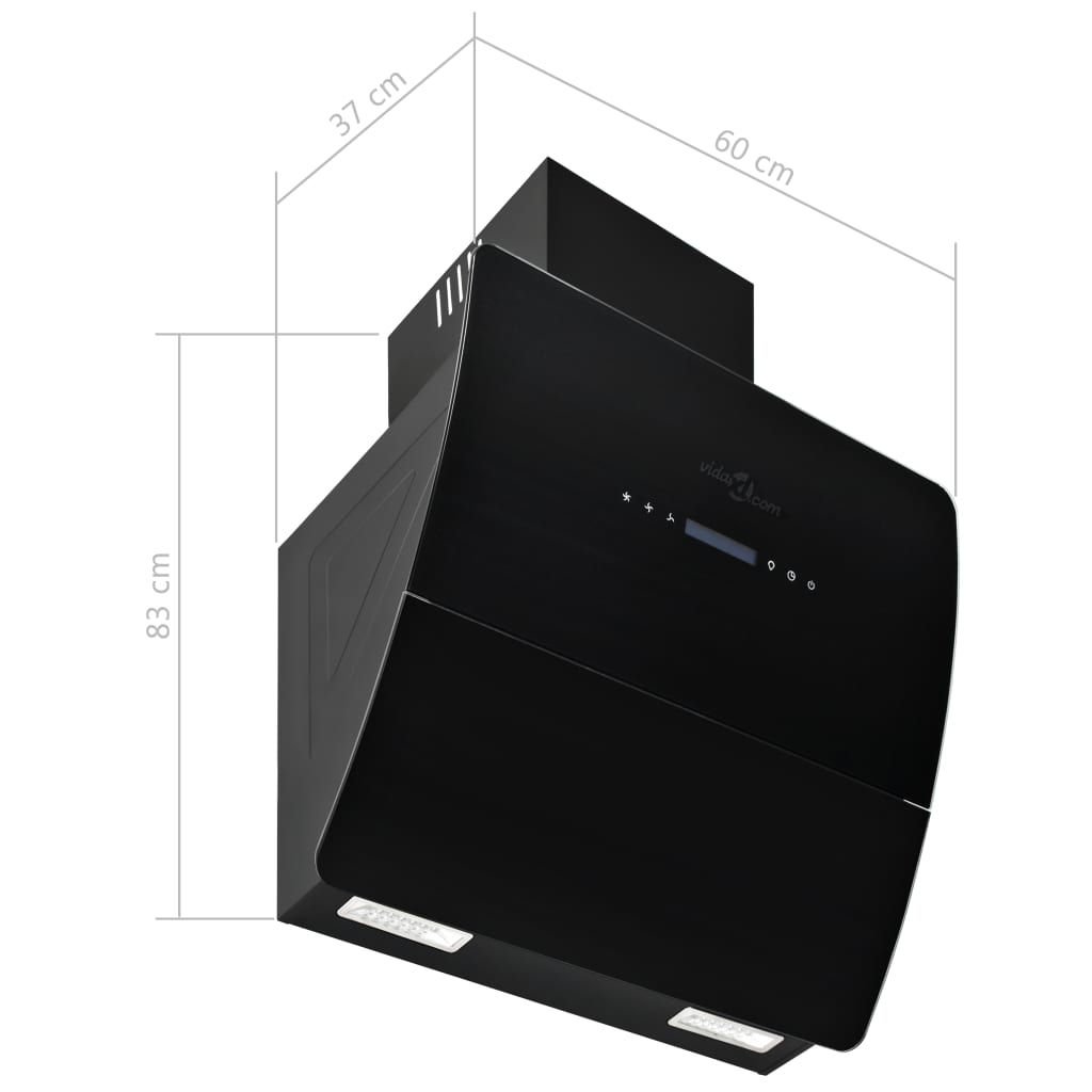 Wandafzuigkap 756 M³/U 60 Cm Roestvrij Staal Zwart