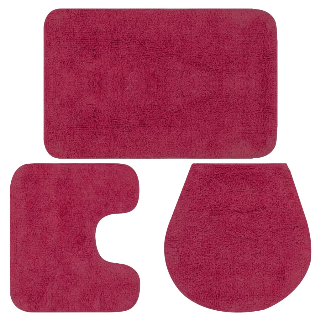Badmattenset Stof Fuchsia 3-Delig