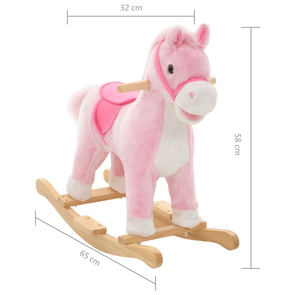 Hobbeldier Paard 65X32X58 Cm Pluche Roze