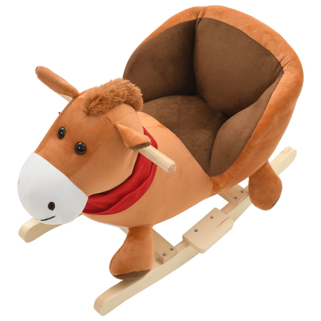 Hobbeldier Paard Met Rugleuning 60X32X50 Cm Pluche Bruin