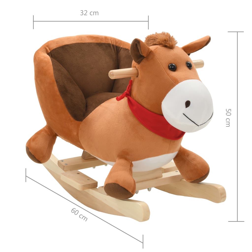 Hobbeldier Paard Met Rugleuning 60X32X50 Cm Pluche Bruin