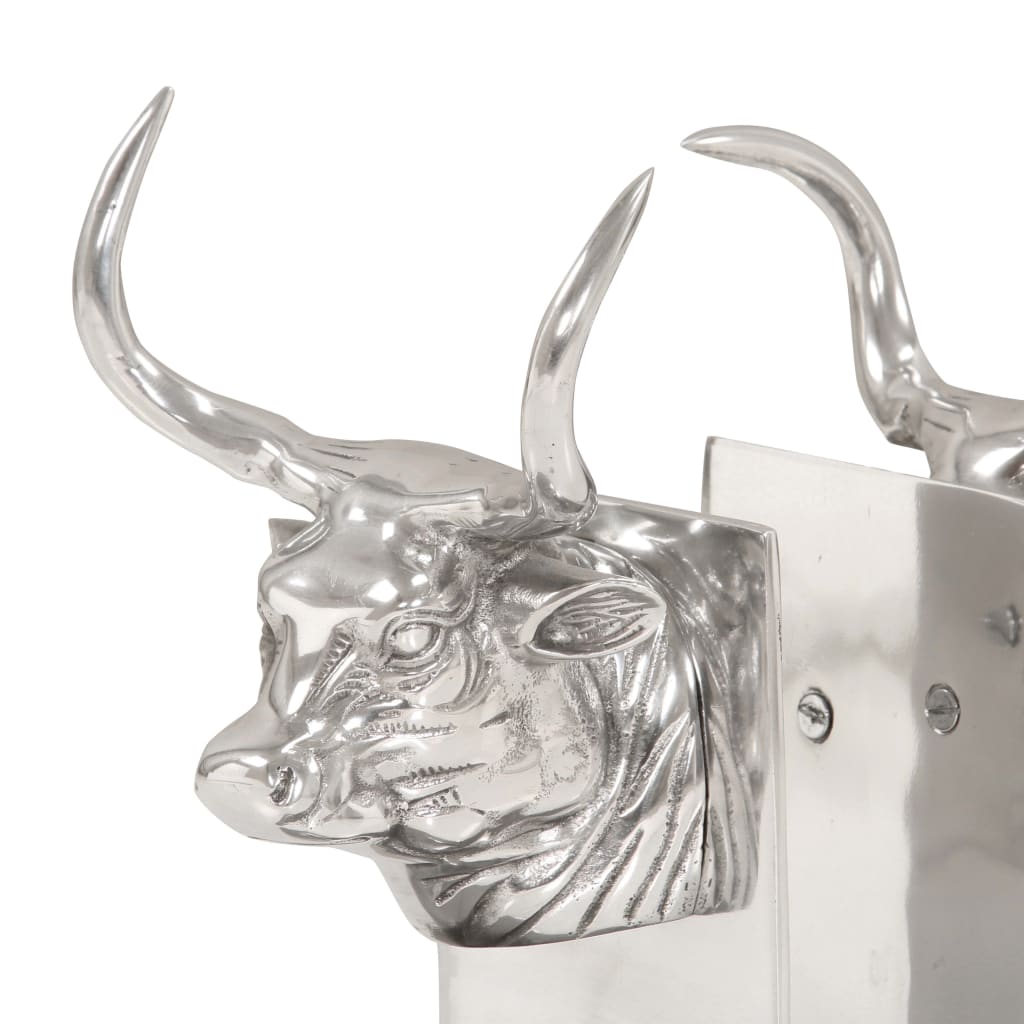 Boekensteunen Met Koeienkop 2 St 17X16X29 Cm Aluminium Zilver