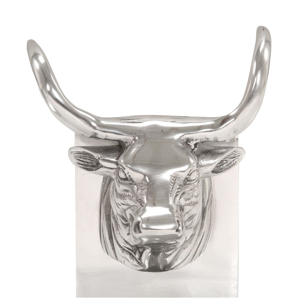 Boekensteunen Met Koeienkop 2 St 17X16X29 Cm Aluminium Zilver