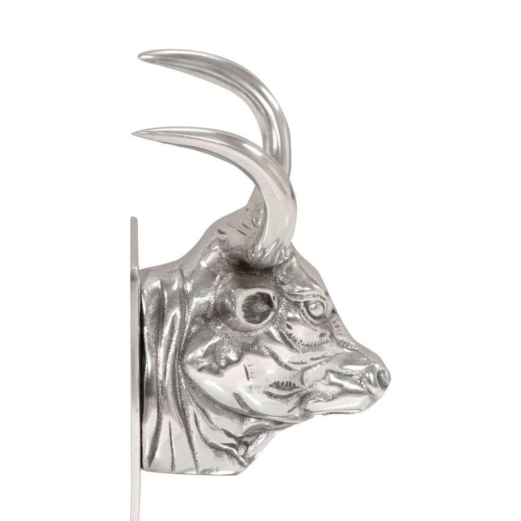 Boekensteunen Met Koeienkop 2 St 17X16X29 Cm Aluminium Zilver
