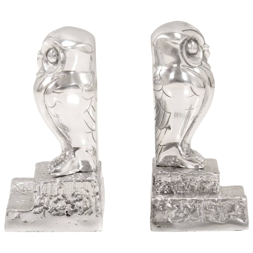 Boekensteunen Met Uil 2 St 13X14,5X19 Cm Aluminium Zilver