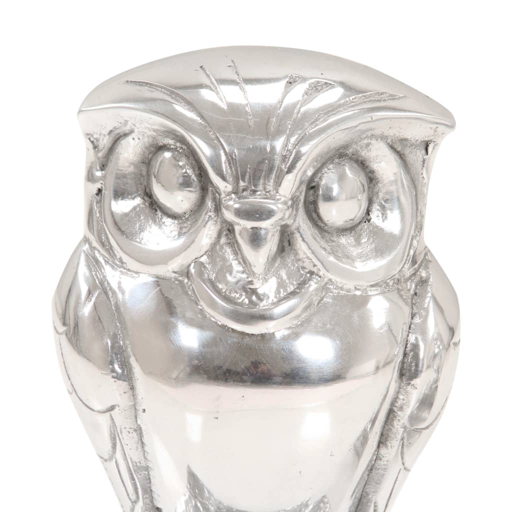 Boekensteunen Met Uil 2 St 13X14,5X19 Cm Aluminium Zilver