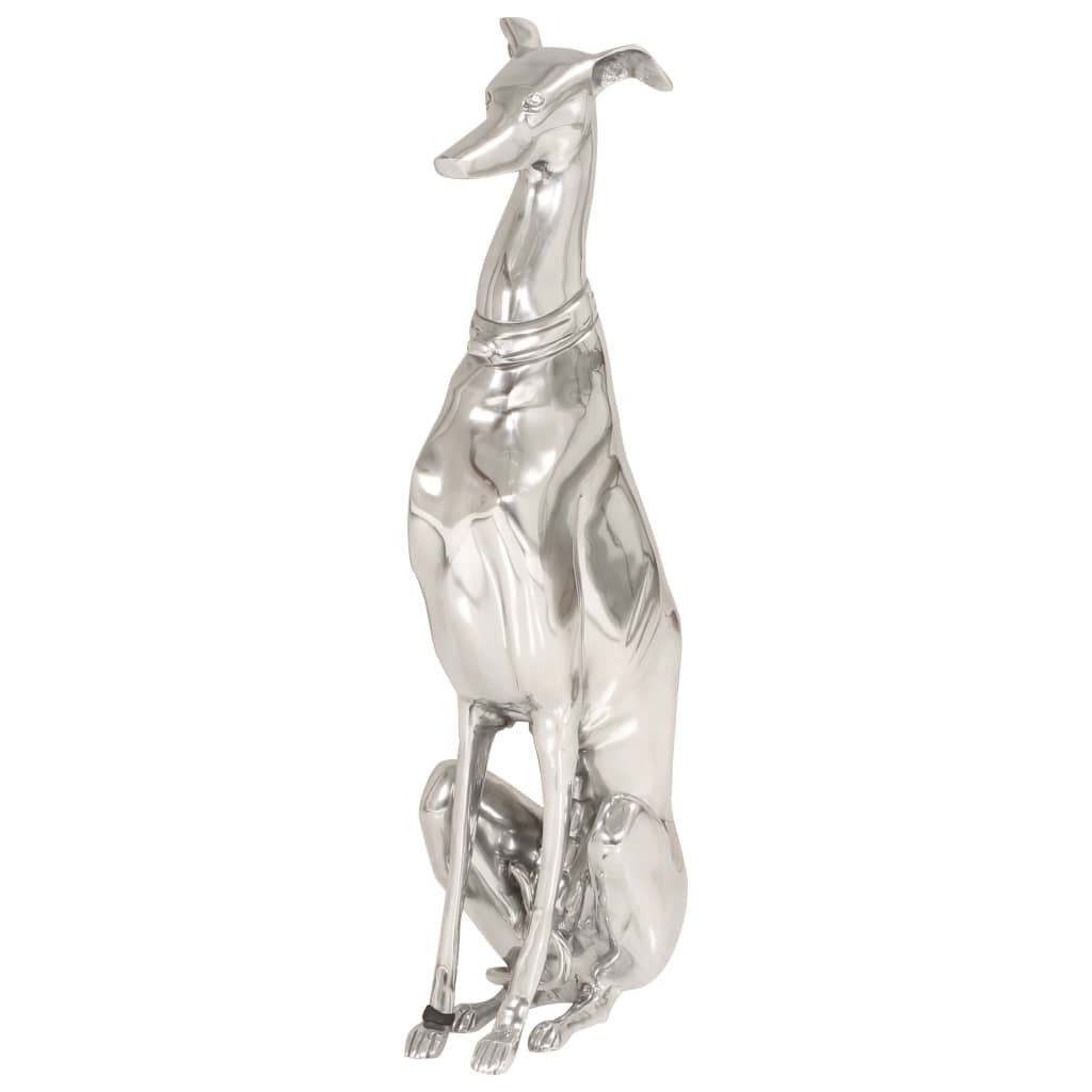 Jachthond Beeld 25X17X67 Cm Massief Aluminium Zilver
