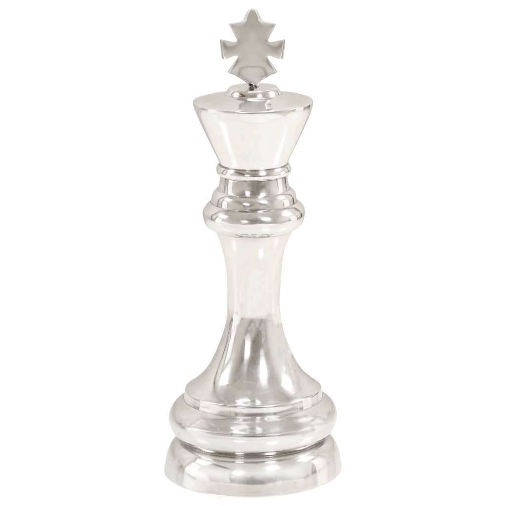 Schaakkoning Beeld 46 Cm Massief Aluminium Zilver