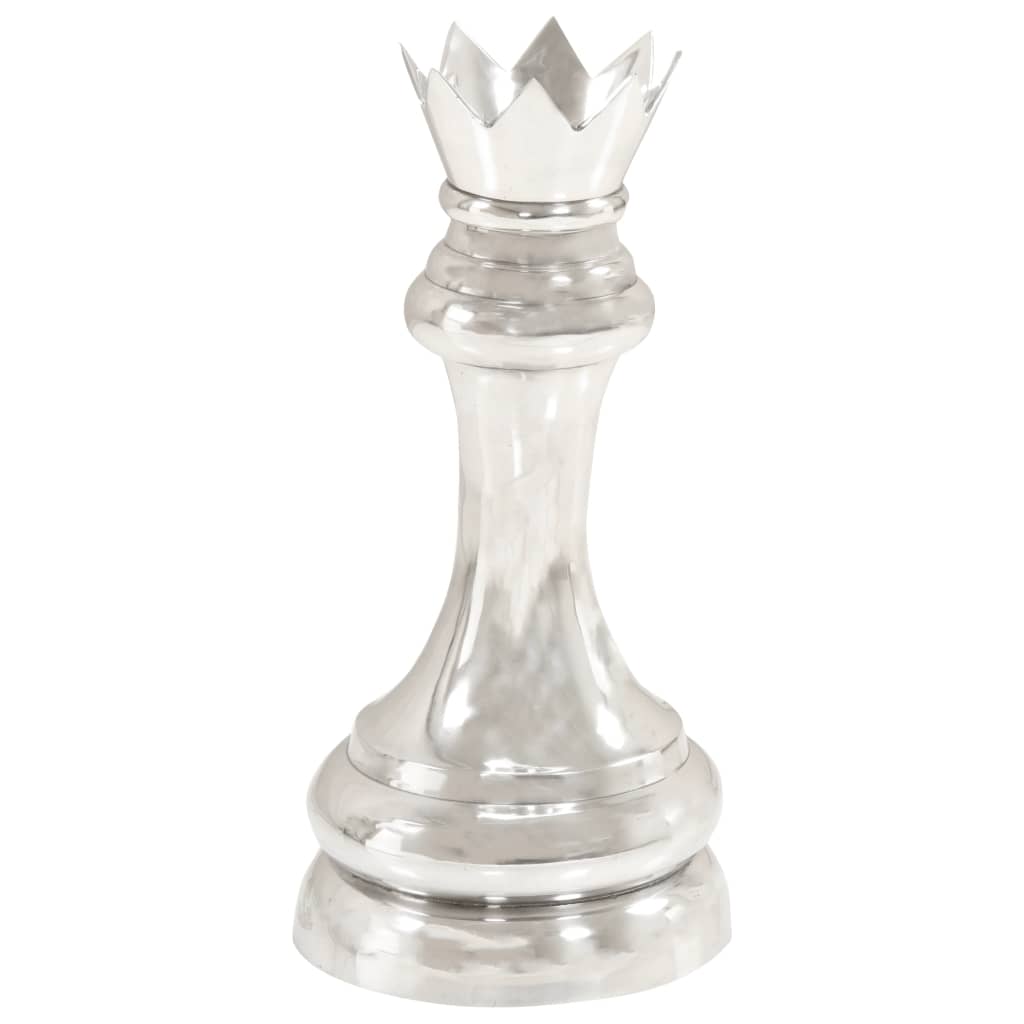 Schaakkoningin Beeld 58 Cm Massief Aluminium Zilver