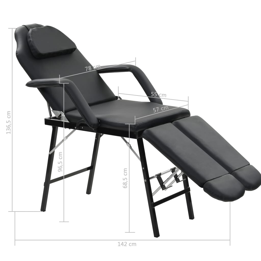 Gezichtsbehandelstoel Draagbaar 185X78X76 Cm Kunstleer Zwart