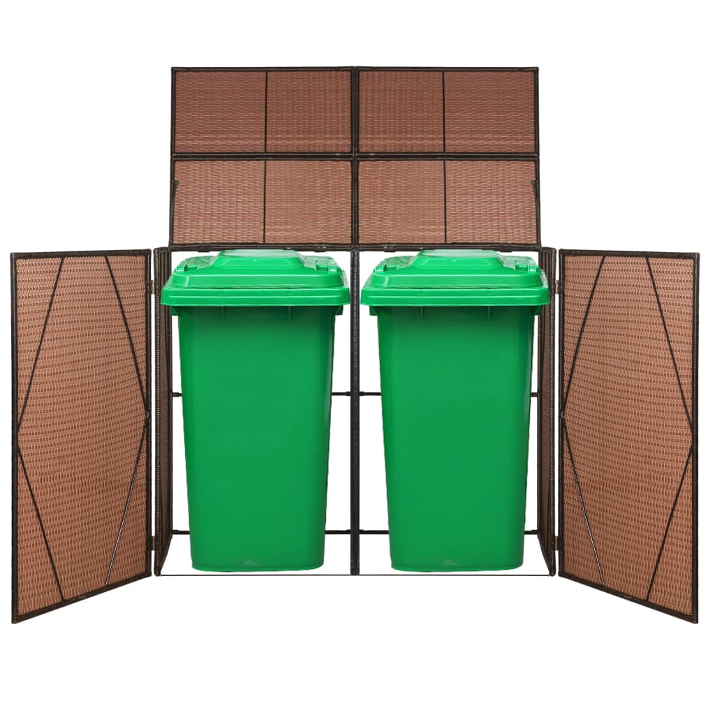 Containerberging Dubbel 153X78X120 Cm Poly Rattan Bruin