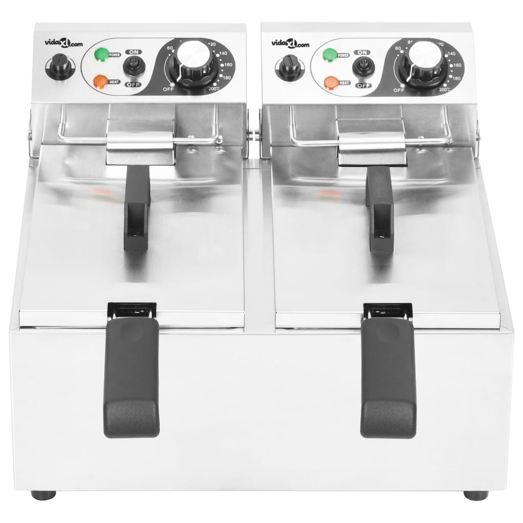 Elektrische Friteuse Dubbel 4000 W 12 L Roestvrij Staal