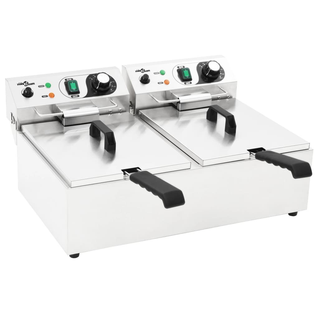Elektrische Friteuse Dubbel 6000 W 20 L Roestvrij Staal