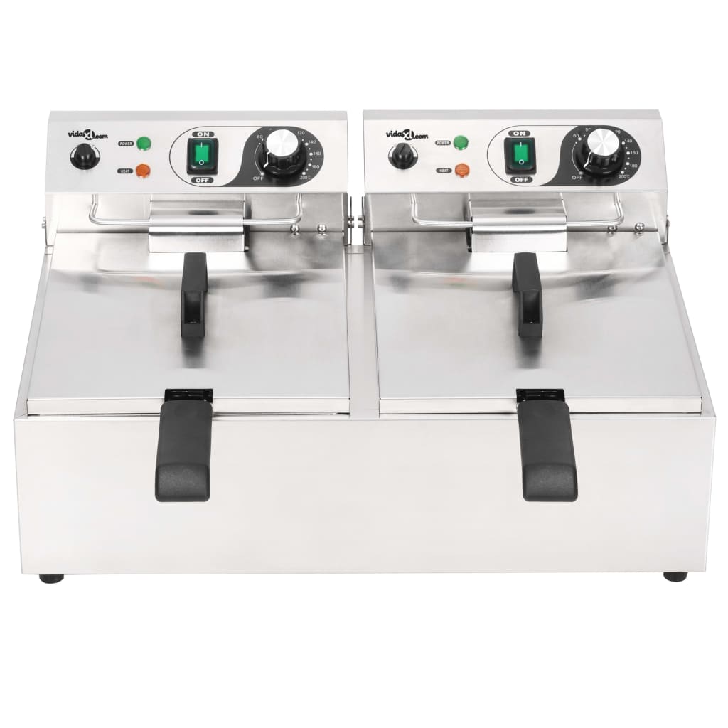 Elektrische Friteuse Dubbel 6000 W 20 L Roestvrij Staal