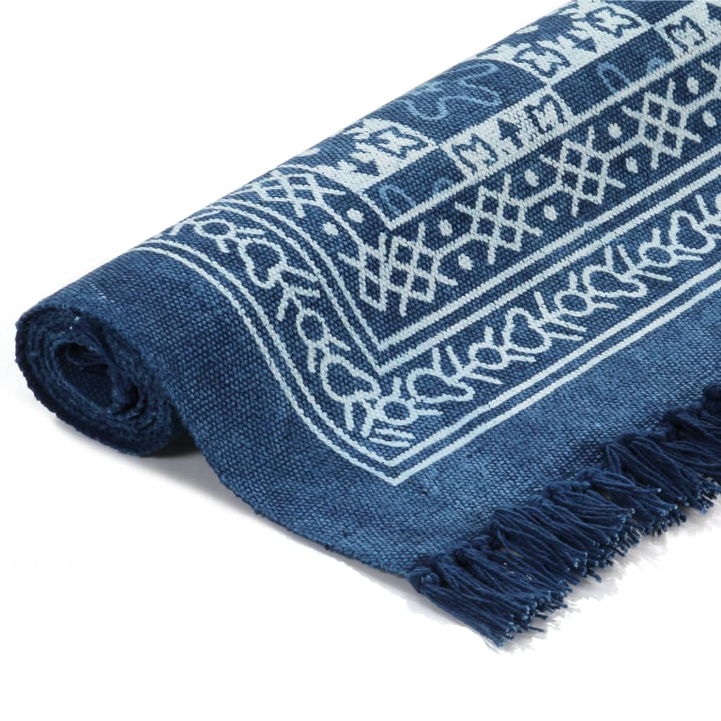 Kelim Vloerkleed Met Patroon 120X180 Cm Katoen Blauw