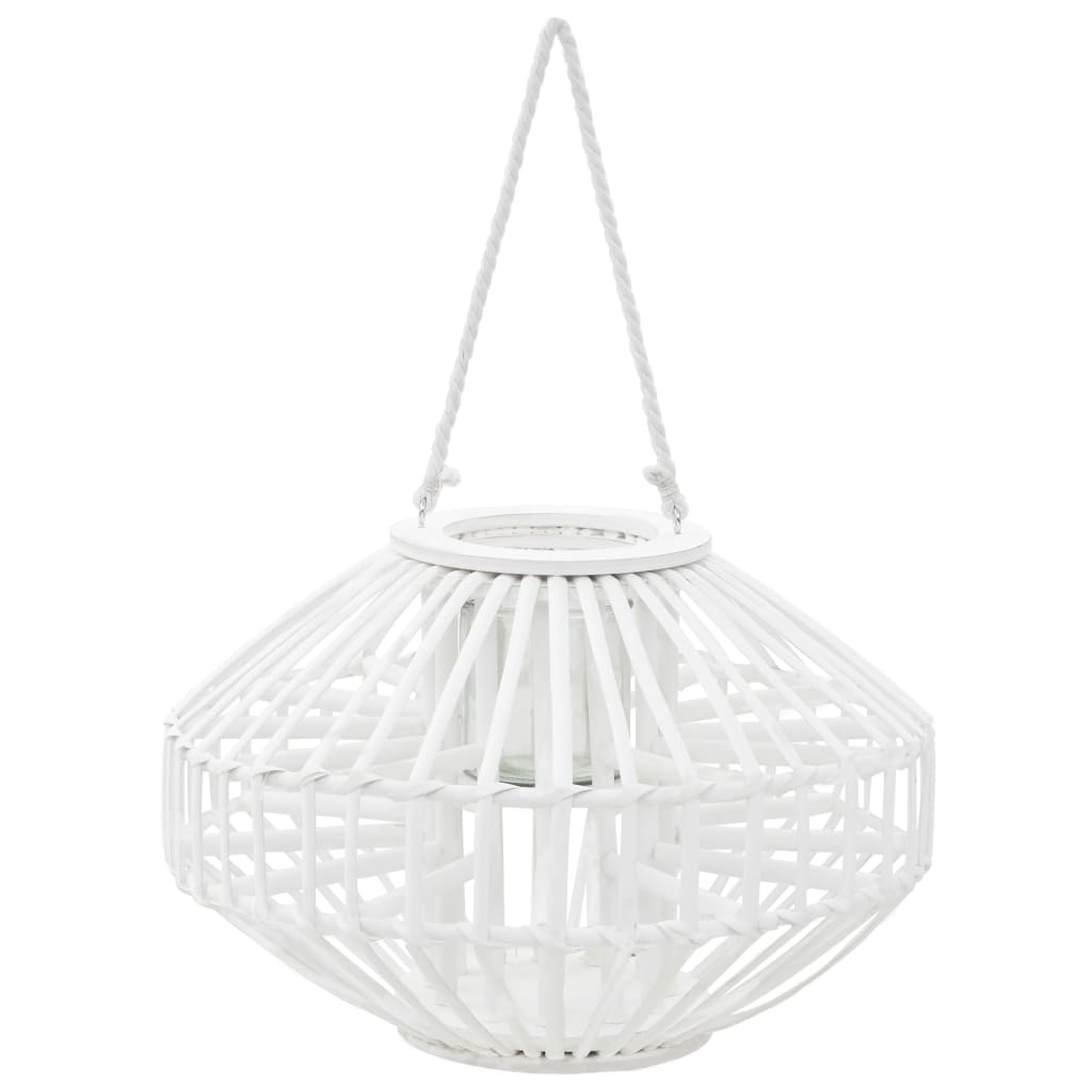 Lantaarnhouder Hangend Wicker Wit