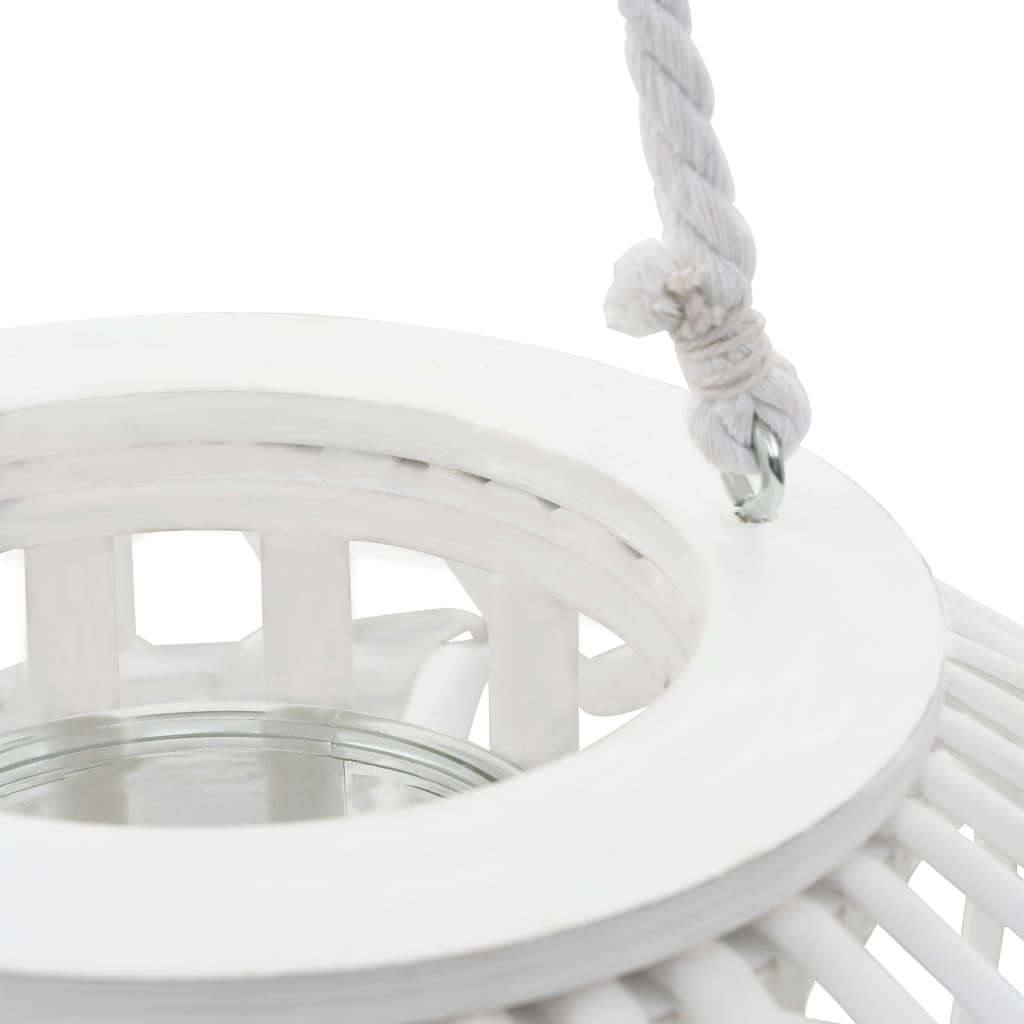 Lantaarnhouder Hangend Wicker Wit