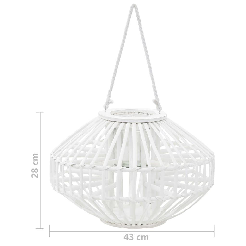 Lantaarnhouder Hangend Wicker Wit