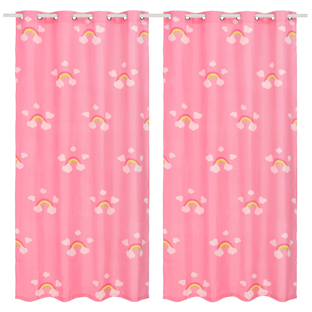 Kindergordijnen Verduisterend 140X240 Cm Regenboog Roze 2 St