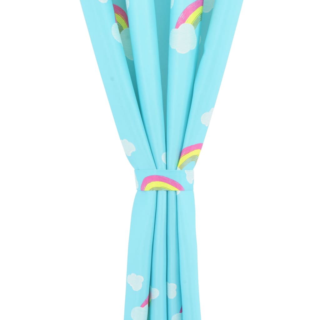 Kindergordijnen Verduisterend 140X240 Cm Regenboog Blauw 2 St
