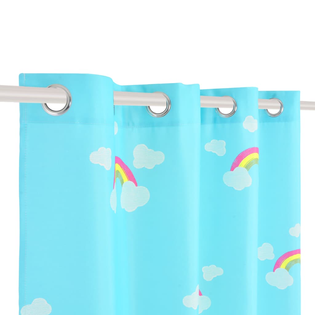 Kindergordijnen Verduisterend 140X240 Cm Regenboog Blauw 2 St