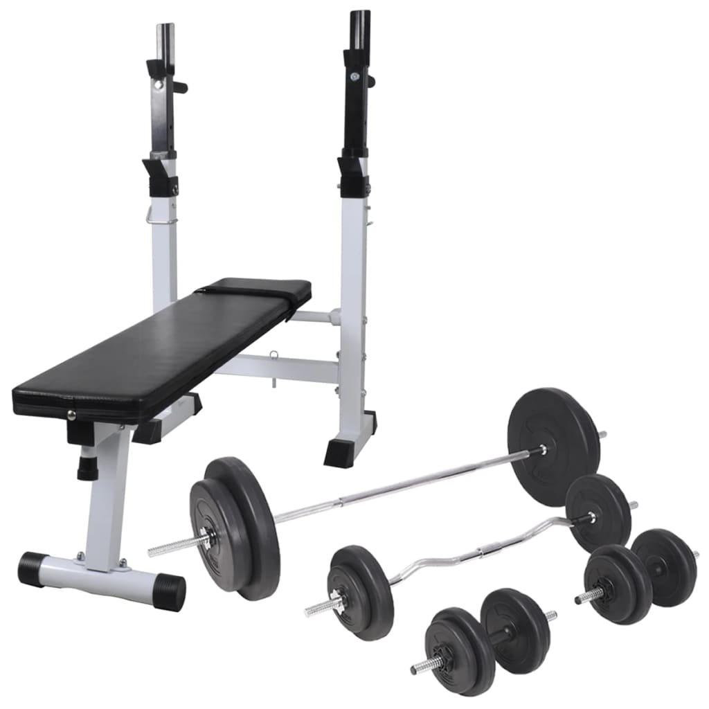 Trainingsbank Met Gewichtenrek En Halterset 90 Kg