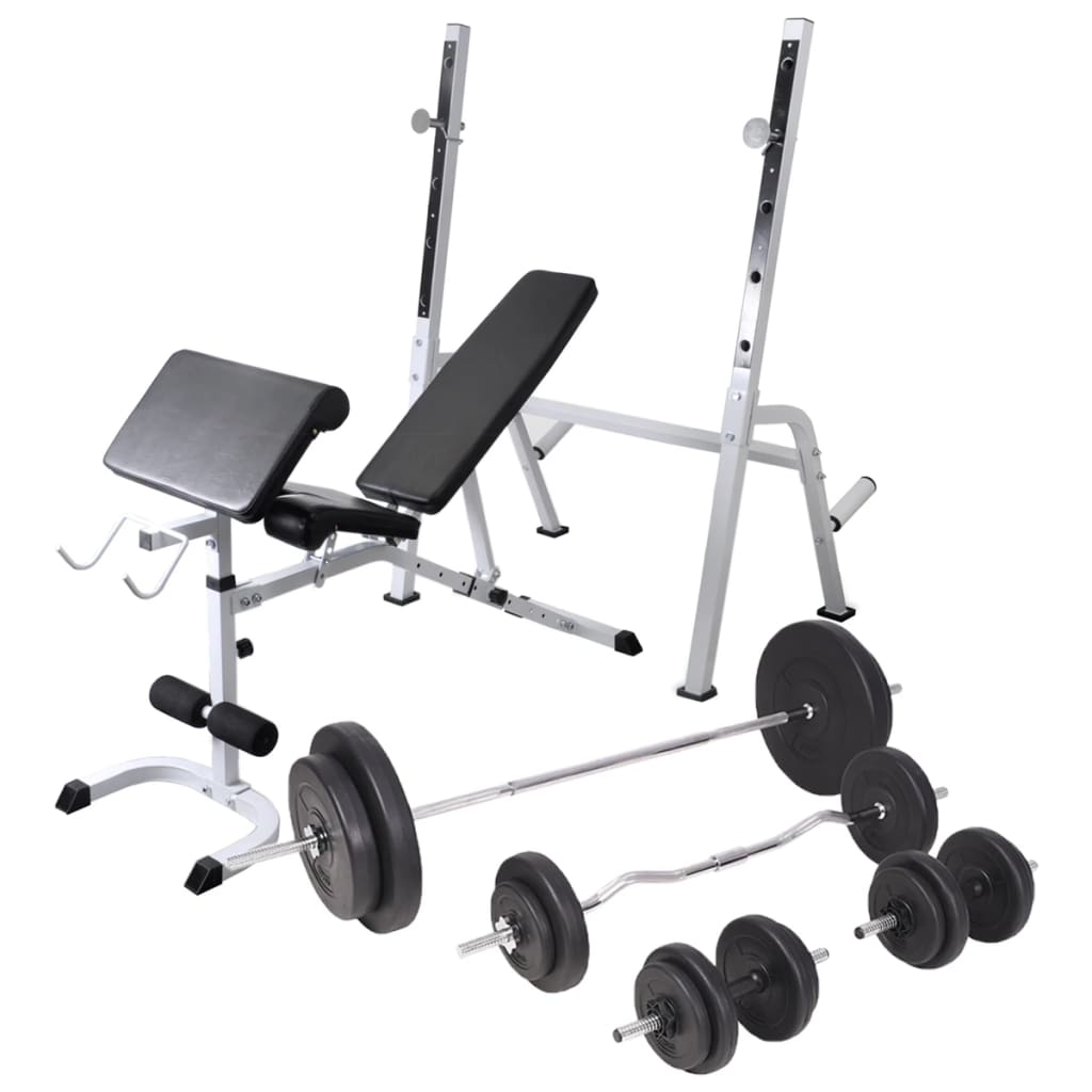 Trainingsbank Met Gewichtenrek En Halterset 90 Kg