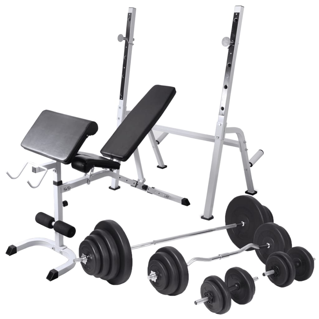 Trainingsbank Met Gewichtenrek En Halterset 120 Kg