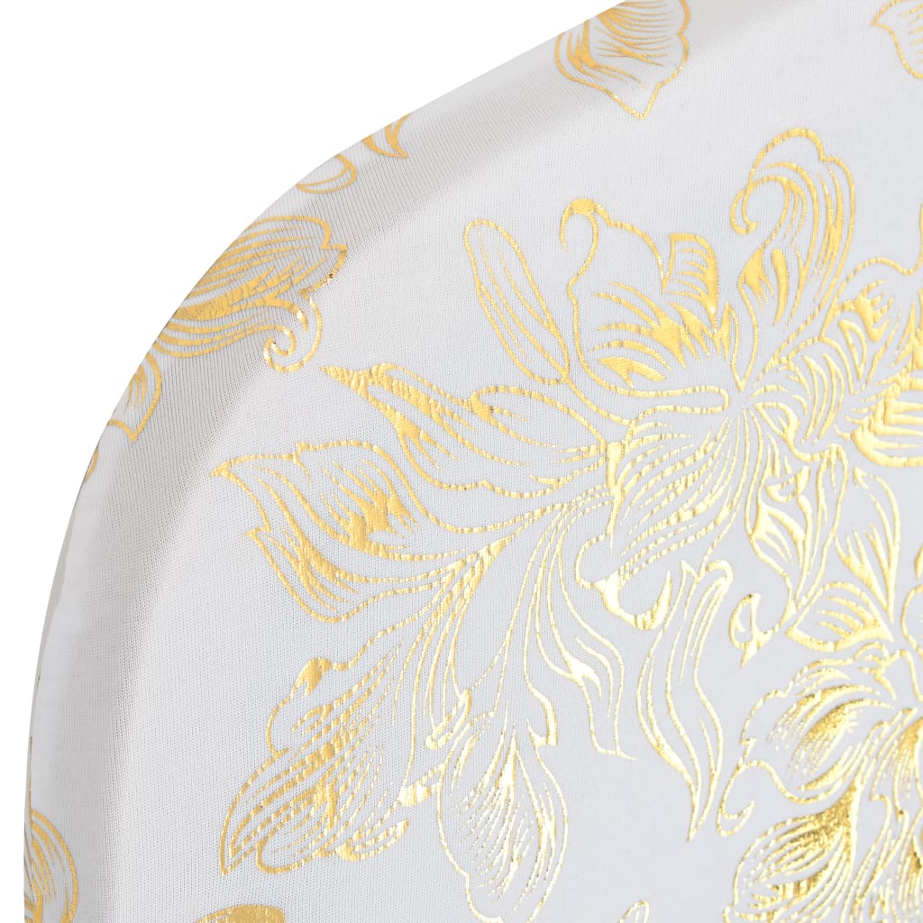 4 St Stoelhoezen Stretch Wit Met Gouden Opdruk