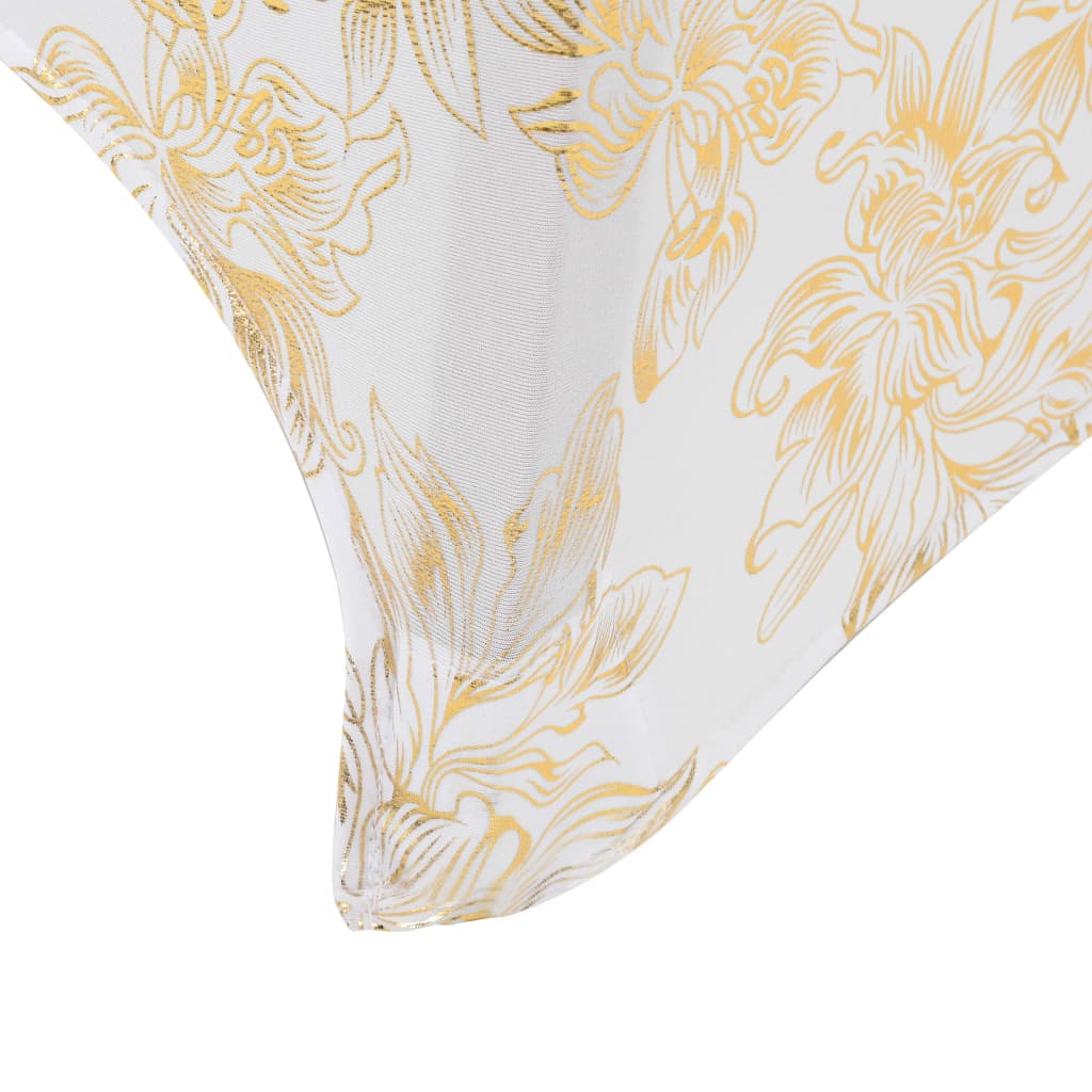 4 St Stoelhoezen Stretch Wit Met Gouden Opdruk