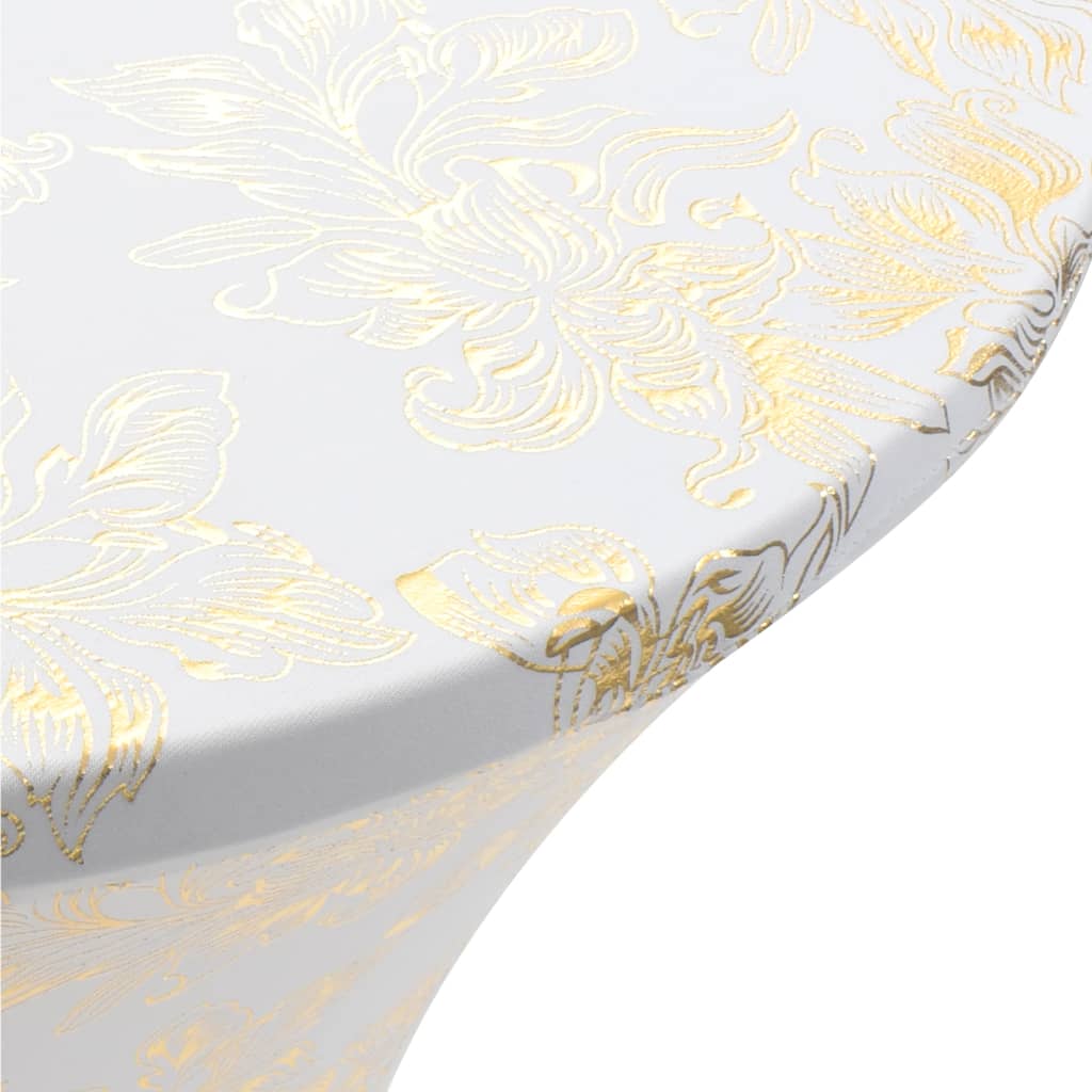 2 St Tafelhoezen Stretch 70 Cm Wit Met Gouden Opdruk