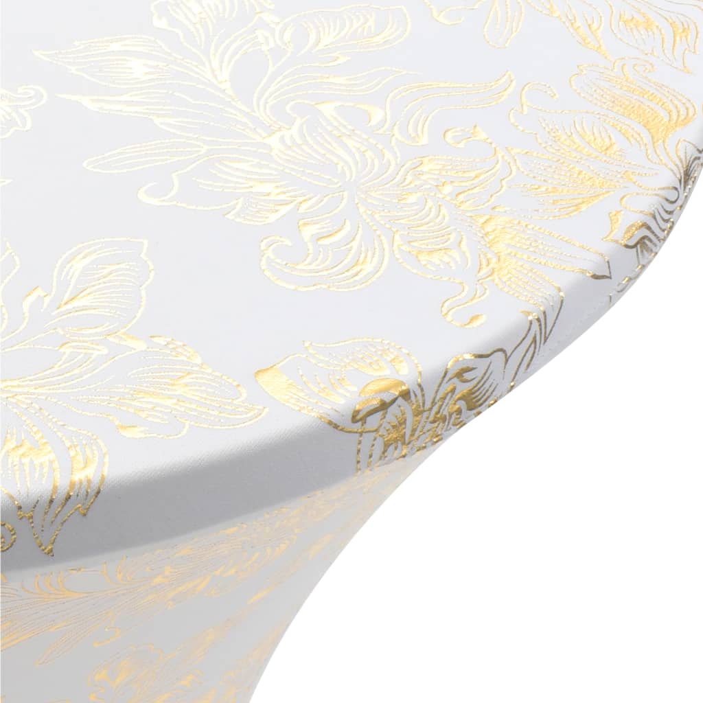 2 St Tafelhoezen Stretch 80 Cm Wit Met Gouden Opdruk