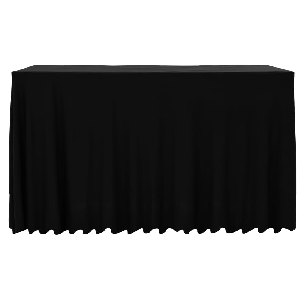 2 St Tafelhoezen Met Rok Stretch 243X76X74 Cm Zwart