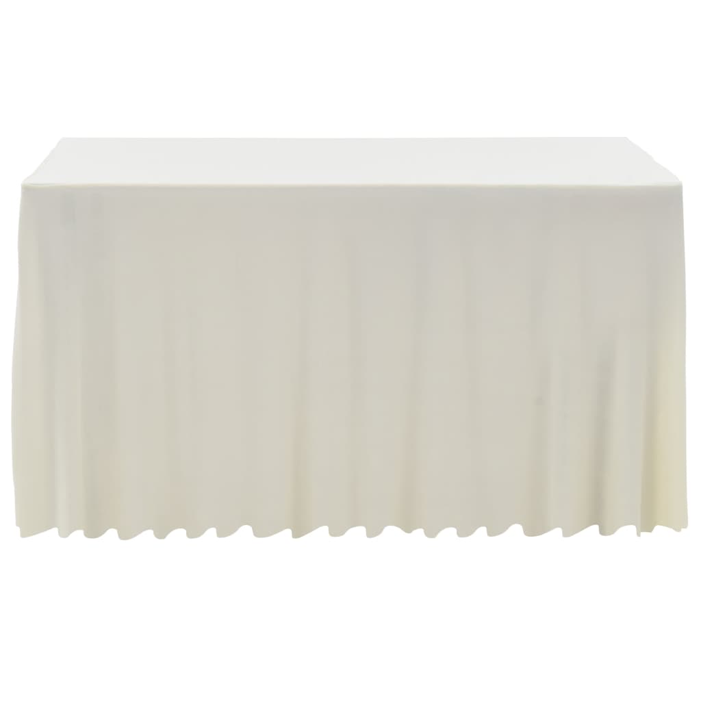 2 St Tafelhoezen Met Rok Stretch 183X76X74 Cm Crème