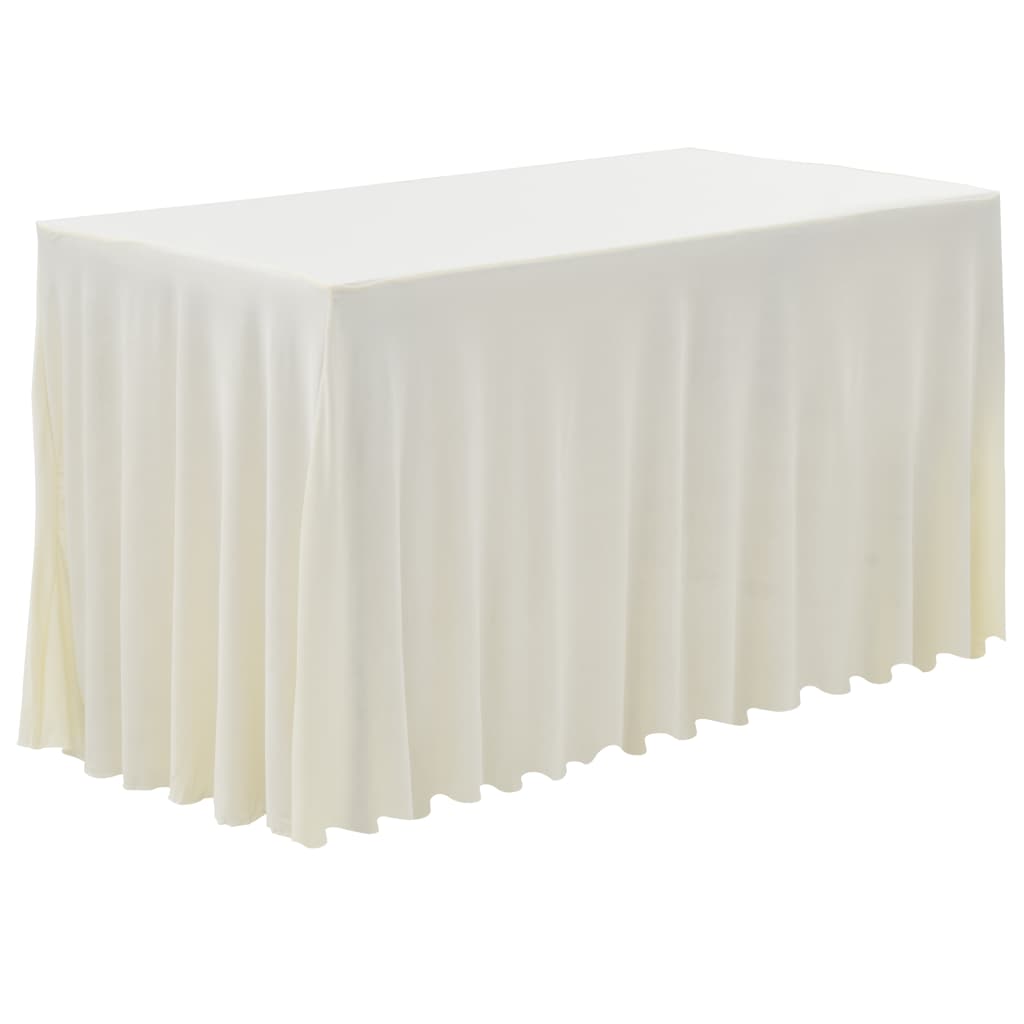 2 St Tafelhoezen Met Rok Stretch 243X76X74 Cm Crème