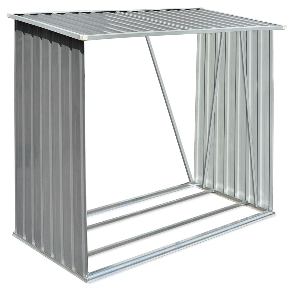 Haardhoutschuur 163X83X154 Cm Gegalvaniseerd Staal Grijs