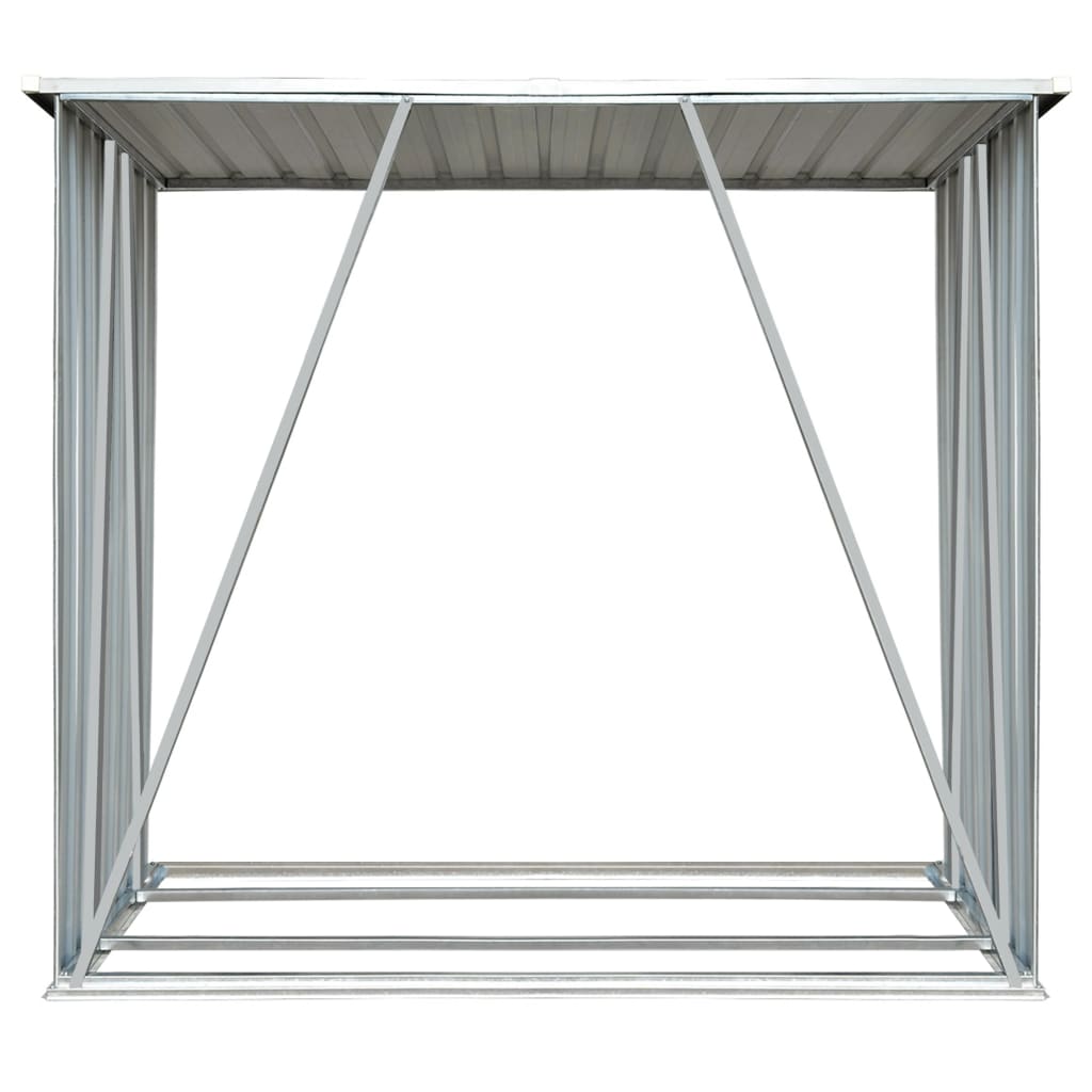 Haardhoutschuur 163X83X154 Cm Gegalvaniseerd Staal Grijs