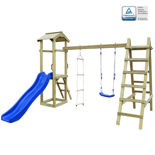 Speelhuis Met Glijbaan Ladders En Schommel 286X237X218 Cm Hout