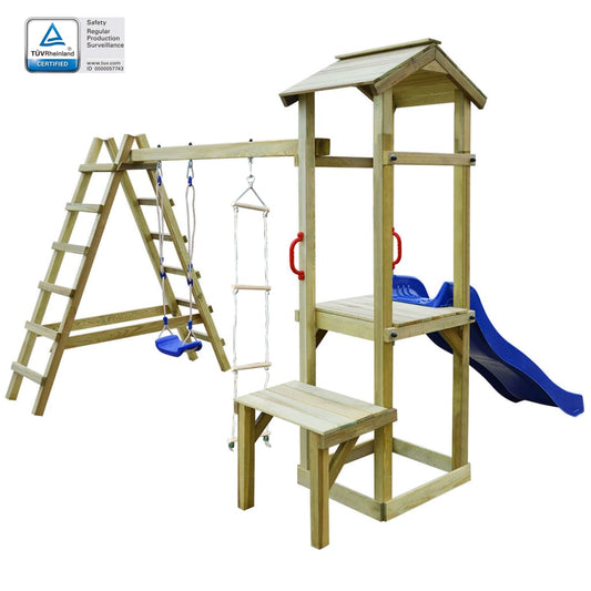 Speelhuis Met Glijbaan, Ladders En Schommel 286X228X218 Cm Hout
